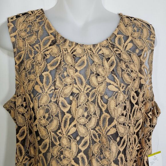 Evan Picone Womens Tank Top Size 14 Mesh Sheer Round Neck Sleeveless Career Tan - Picture 3 of 11